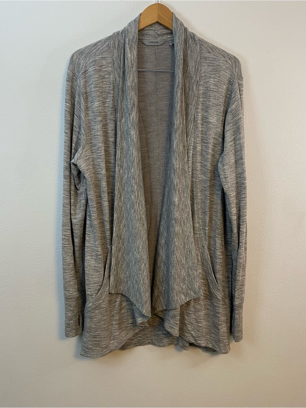 Athleta Pranayama Wrap Cardigan Grey with Pockets Womens Medium